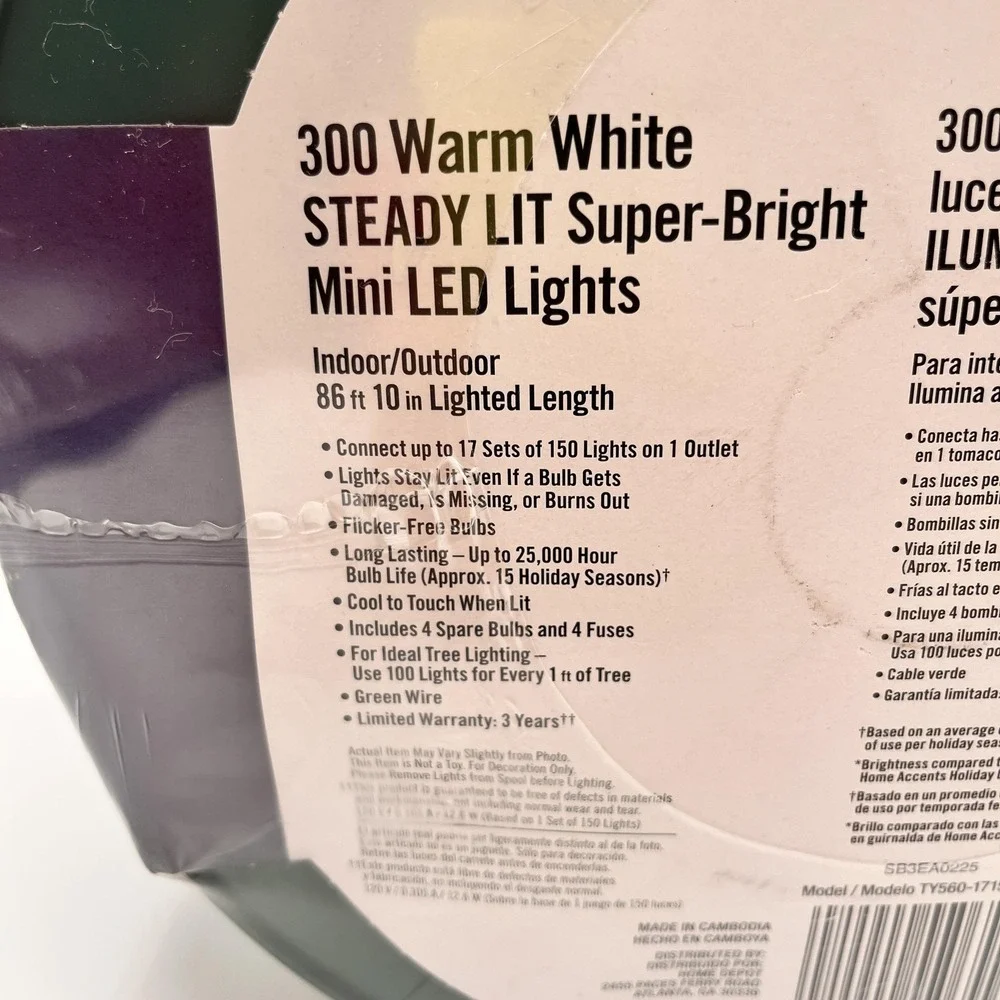 Home Accents 300 Count LED Lights Christmas Wedding White Mini Steady Lit NEW